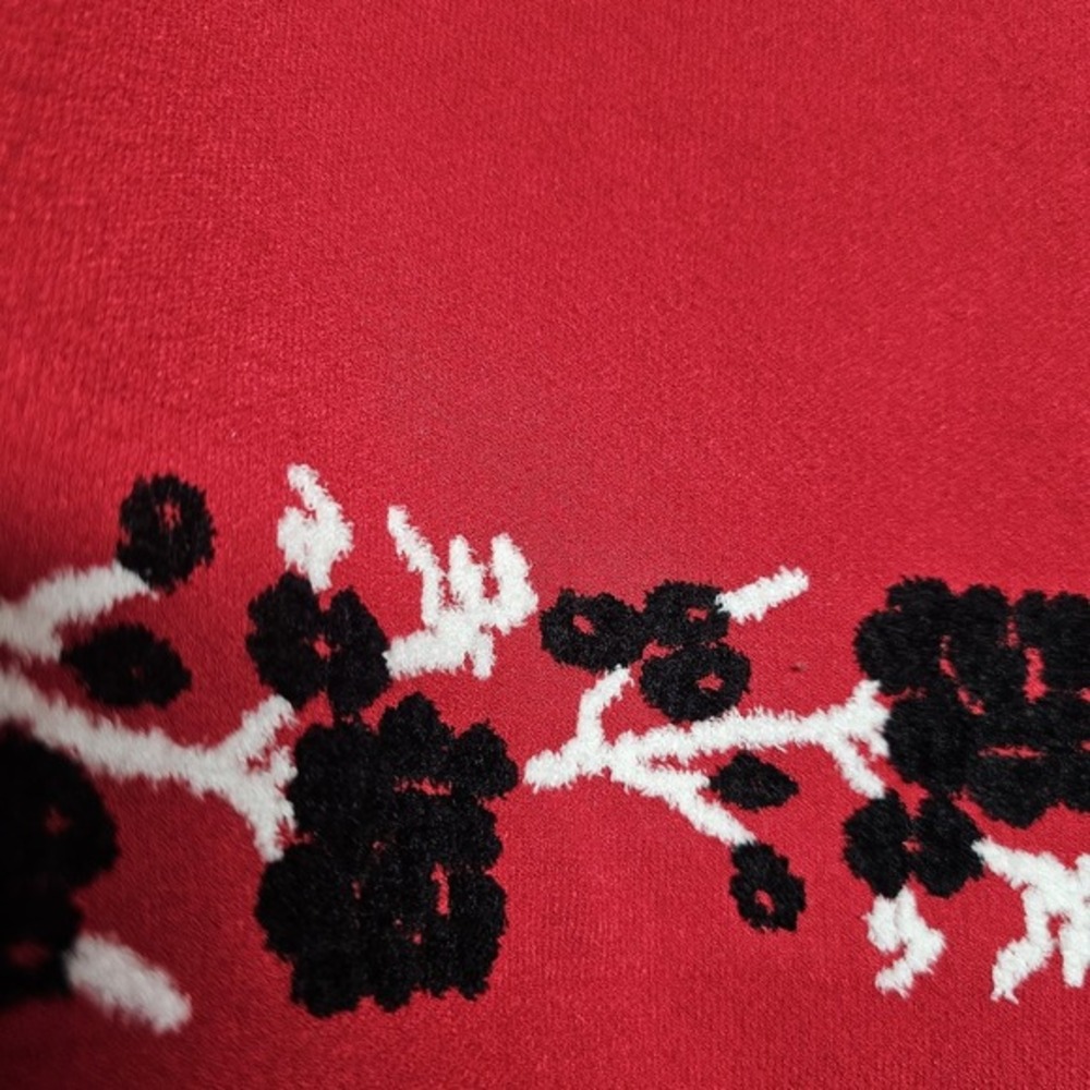 Draper James Red Floral Fair Isle Knit‎ Sweater Women's Size Small Mock Neck - Picture 11 of 12